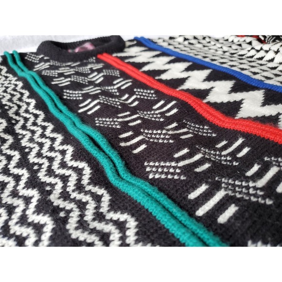 Vintage Concrete Mix Men's Sweater 90s Medium Like Cosby Show Geometric - Picture 4 of 7